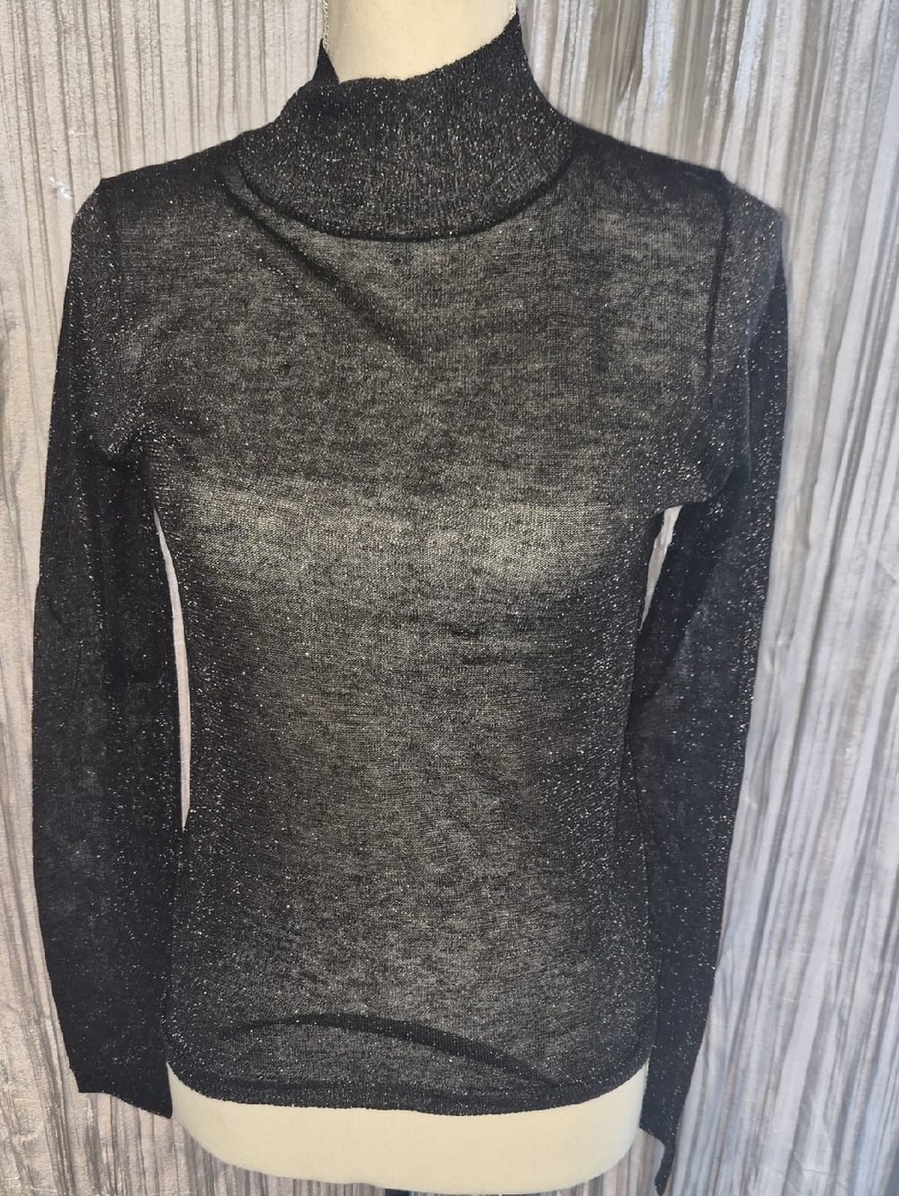 Lucy Paris Black Metallic Sparkle Knit Top